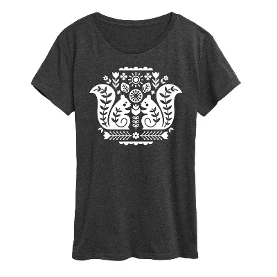 Женская футболка с коротким рукавом и рисунком скандинавских белок heather charcoal