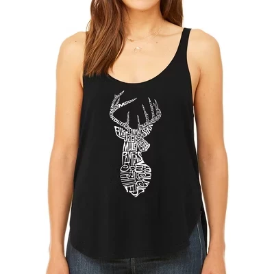 Женская струящаяся майка премиум-класса Word Art - Types of Deer black