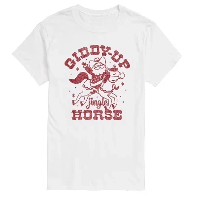 Мужская футболка с коротким рукавом Giddy Up Jingle Horse с графическим рисунком, белая