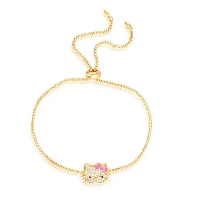 Официально лицензированный Sanrio Подлинный браслет-лариат с покрытием из серебра или золота с инкрустацией из золота