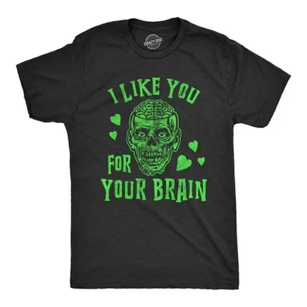 Мужская футболка Zombies I Like You for Your Brain с забавной графикой на Хэллоуин Apolcalypse - Мужская футболка Crazy Dog для Хэллоуина