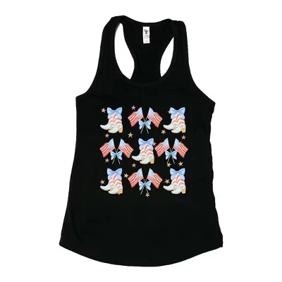 Женские ботинки Coquette Patriotic Cowgirl Boots с графическим рисунком на танкетке Racerback черного цвета