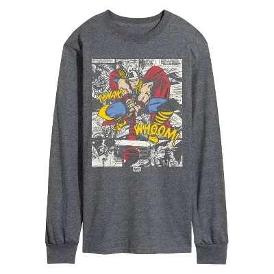 Men's -  - Panels Long Sleeve Graphic T-Shirt heather charcoal