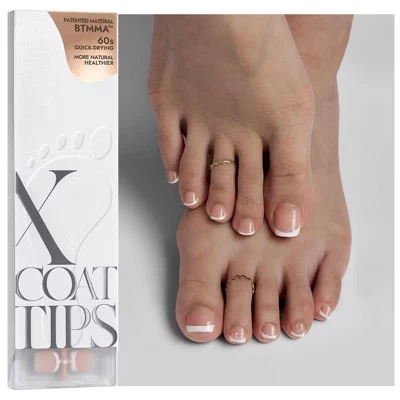Накладные ногти BTArtboxnails XCOATTIP® - Французский маникюр на пальцах ног - Квадратные ногти на пальцах ног -телесный цвет 160 карат