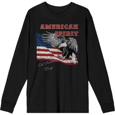 Футболка Americana Let Freedom Ring для взрослых с круглым вырезом и длинным рукавом черная