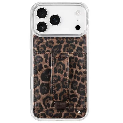 Чехлы Чехол для телефона iPhone 17 Pro Max с бумажником и ремешком для пальцев leopard