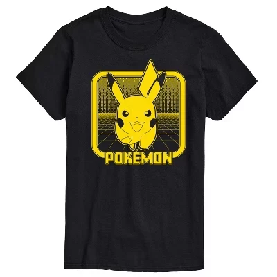 Мужская футболка с коротким рукавом и рисунком покемона в стиле ретро Synthwave Pikachu, черная