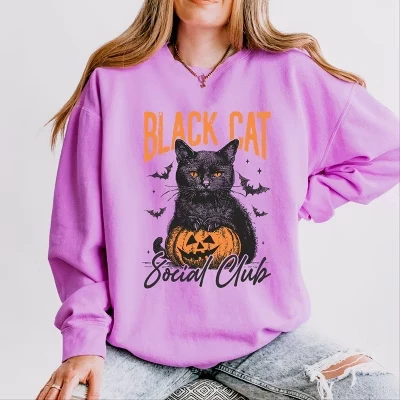 Black Cat Social Club Pumpkin - Легкая одежда, Окрашенная в цвет свитшота