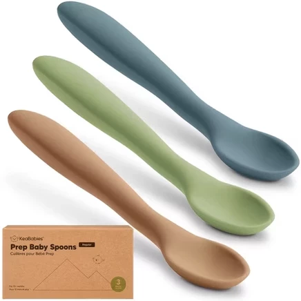 Детские силиконовые ложки KeaBabies Prep, 3 шт., песочные