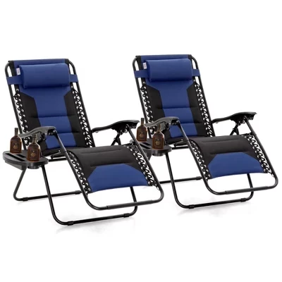 XXL Zero Gravity Chair - набор мягких кресел шириной 2, 28 дюймов с подстаканником, Складные шезлонги для отдыха на открытом воздухе