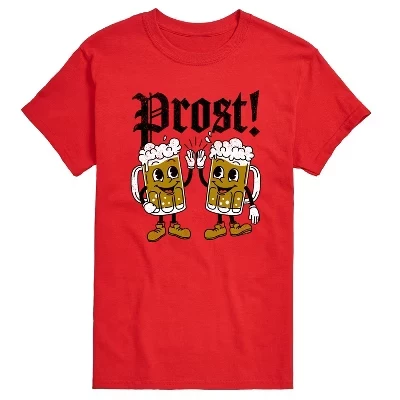 Мужская футболка Oktoberfest Prost Beers с коротким рукавом и графическим принтом, красная