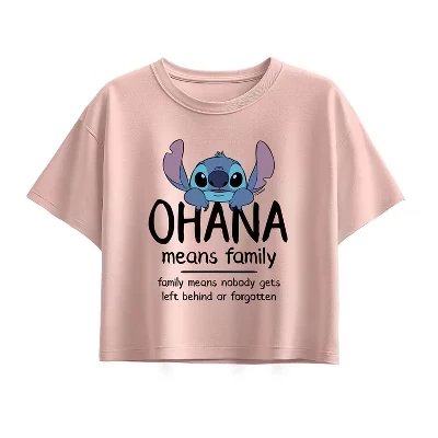 Ohana Means Family-Футболка для девочек с коротким рукавом и графическим принтом для девочек с коротким рукавом