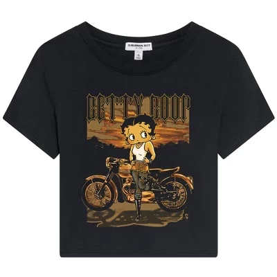 Женский укороченный топ Rebel Rider Dylan с коротким рукавом черного цвета