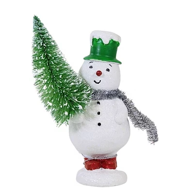 Декоративная фигурка Ganz, снеговик 4.75″, зеленая