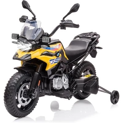 12V 7AH Для езды на мотоцикле, Лицензионный детский мотоцикл BMW, Высокая/низкая скорость, шины EVA, светодиодные фары, для мальчиков и девочек, желтый