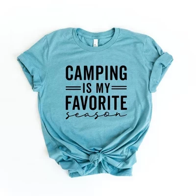Женская футболка Camping - Моя любимая в этом сезоне футболка с коротким рукавом и рисунком синего цвета