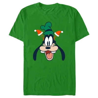 Мужская футболка Mickey & Friends с рождественскими ушками Гуфи, зеленая