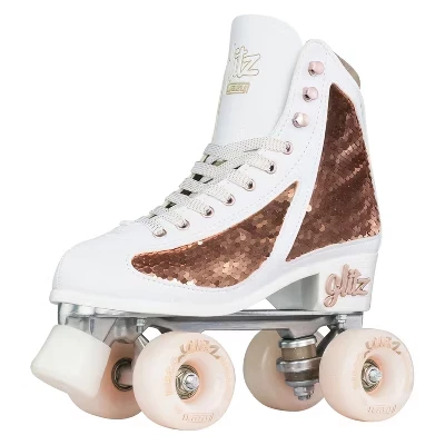 Блестящие роликовые коньки Для Женщин И Девочек - Dazzling Glitter Sparkle Quad Skates из розового золота