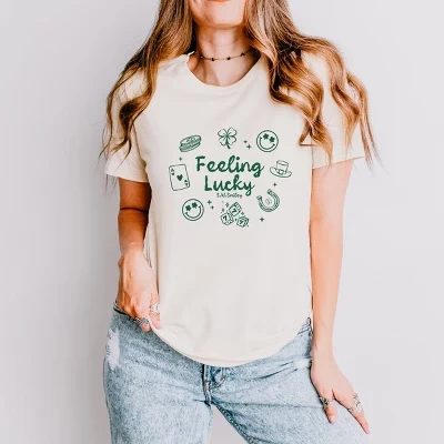 S.W.Smiley Feeling Lucky - Women's Short Sleeve Graphic T-Shirt cream