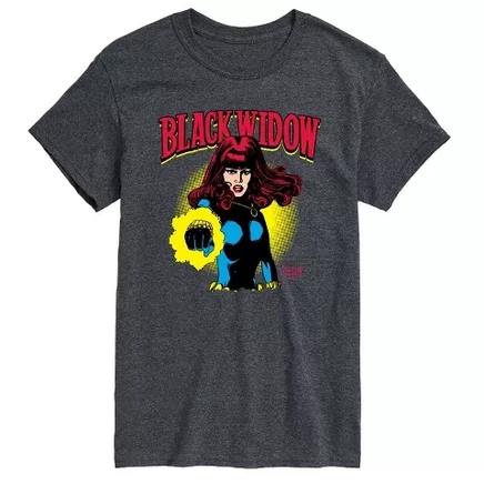 Мужская футболка с коротким рукавом и графическим принтом с логотипом Black Widow heather charcoal
