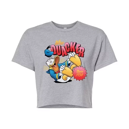 Женская укороченная футболка с рисунком Wise Quacker heather grey