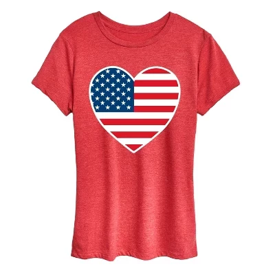 Женская футболка «USA Flag Heart» Instant Message, красная