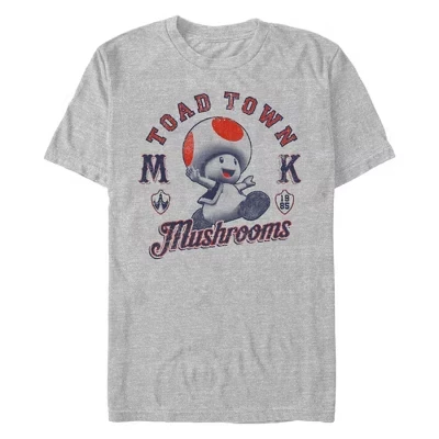 Мужская футболка Toad Town Mushrooms с надписью athletic heather