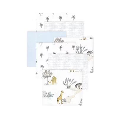 Хлопчатобумажные Поли фланелевые одеяла для мальчиков Little Treasure Boys 7Pk Multipack белого цвета