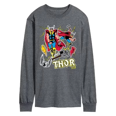 Мужская футболка с длинными рукавами и графическим рисунком в стиле Thor Stickers heather charcoal