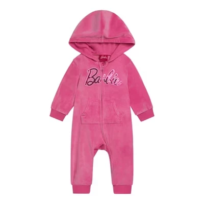 Детский комбинезон Barbie велюровый на молнии, розовый