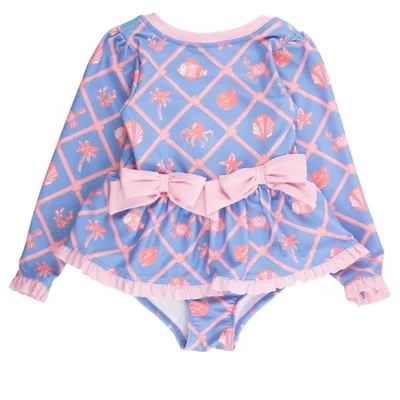 Купальник RuffleButts для девочек, UPF 50+, тропический узор