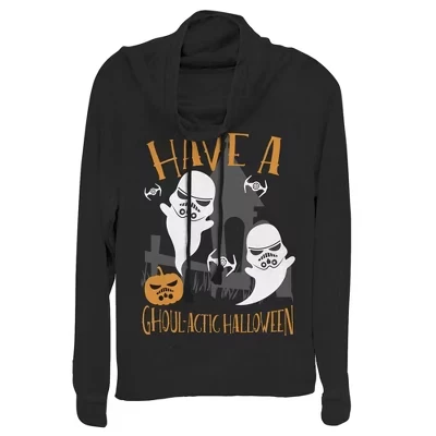 Юниорская женская толстовка Ghoulactic Halloween Stormtrooper с капюшоном и горловиной черный