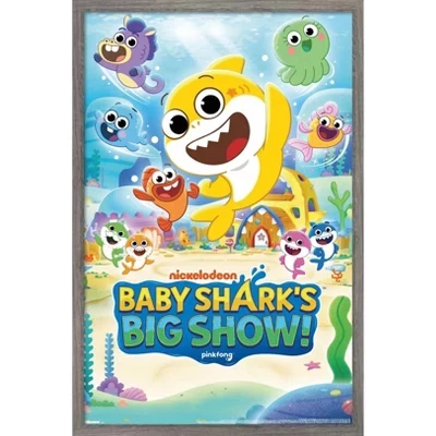 Большое шоу детеныша акулы (2020) - Настенный плакат в рамке на один лист с принтом barnwood