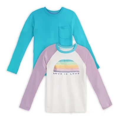 Футболки из органического хлопка с длинными рукавами для малышей 2pk Fair Trade lilac love