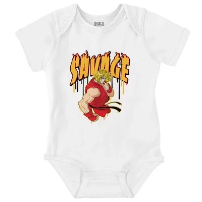 Видеоигра Street Fighter Ken Savage Baby Romper для мальчиков или девочек с лицензией белого цвета