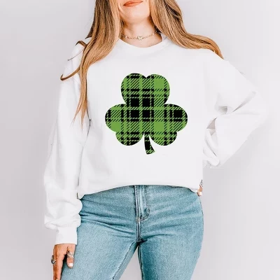 Женская толстовка с рисунком Buffalo Plaid Clover white