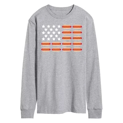 Мужской лонгслив Instant Message Hot Dog American Flag, серый меланж