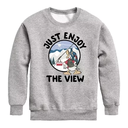 Just Enjoy The View Graphic Long Sleeve Fleece Sweatshirt athletic heather