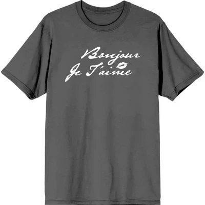 Футболка Bonjour Je T'Aime для взрослых с коротким рукавом, черная