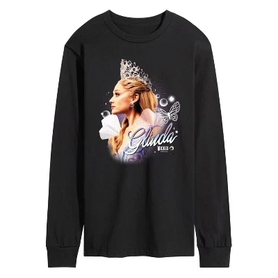 Мужская футболка Glinda Side Profile с длинным рукавом и графическим рисунком, черная