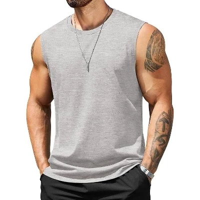 Men's Tank Top Cotton Workout Sleeveless Muscle T Shirts Casual Summer Tank Shirts lgt