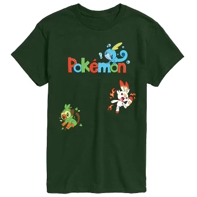 Мужская футболка Pokemon Sas Starters, зеленая