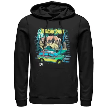 Мужское худи Jurassic Park Car Chase Scene, черное