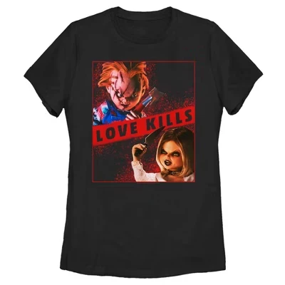 Женская футболка Bride of Chucky Love Kills черного цвета