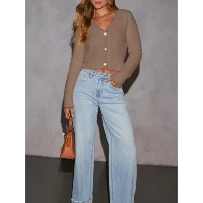 Женский укороченный кардиган Yesfashion, хаки