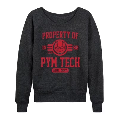 Женская рубашка - - Property Of Pym Tech из легкого французского махрового материала с широким вырезом и длинным рукавом с графическим рисунком heather charcoal