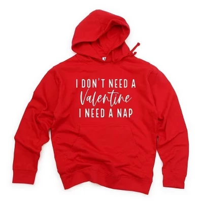 Женская толстовка с капюшоном с рисунком I Don't Need A Valentine red