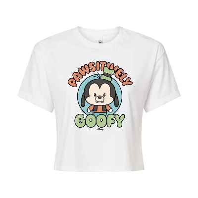 Женская укороченная футболка с рисунком Pawsitively Goofy, белая