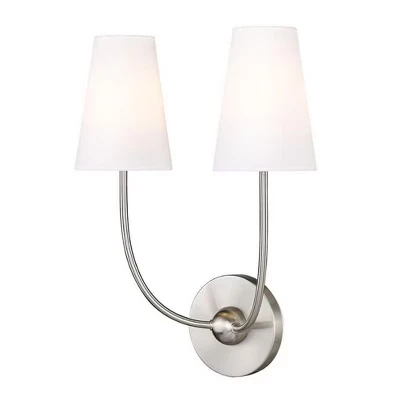 Настенное бра Shannon Collection 2-Light - Элегантный стальной светильник для гостиной и прихожей серебристого цвета