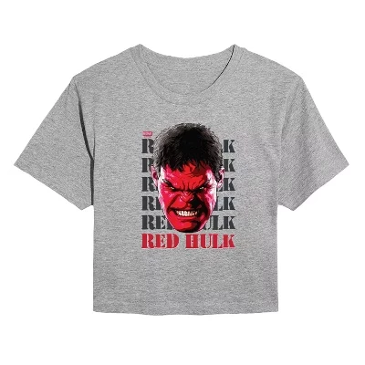 Женская укороченная футболка Marvel Big Red Hulk, серая